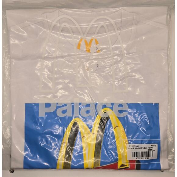 MCDONALDS X PALACE WHITE McD/PALACE LOGO T-SHIRT SIZE SMALL 2020 - (NWT) - Picture 3 of 4